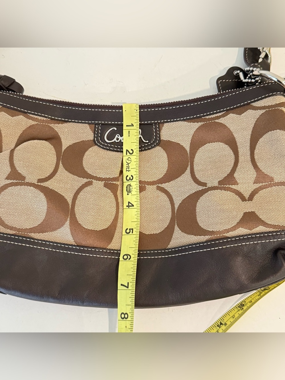 Vintage Coach Park Canvas Leather Brown Tan Hobo Soho Shoulder Purse Y2K F19731 - Picture 14 of 15